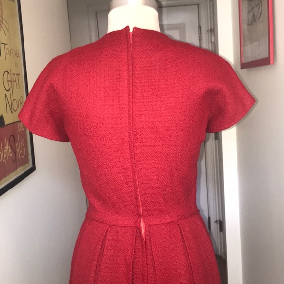 Vintage Red Wool Pleated Dress Size 12 😘 - Picture 4 of 8